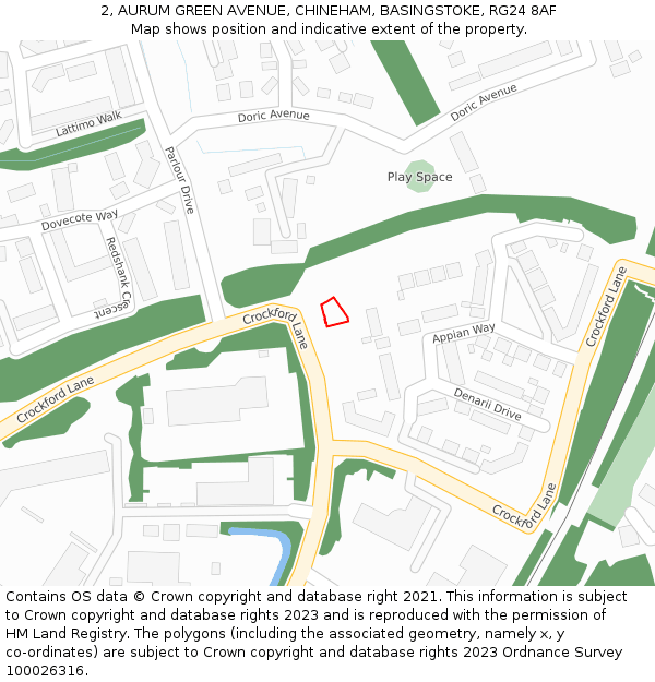 2, AURUM GREEN AVENUE, CHINEHAM, BASINGSTOKE, RG24 8AF: Location map and indicative extent of plot