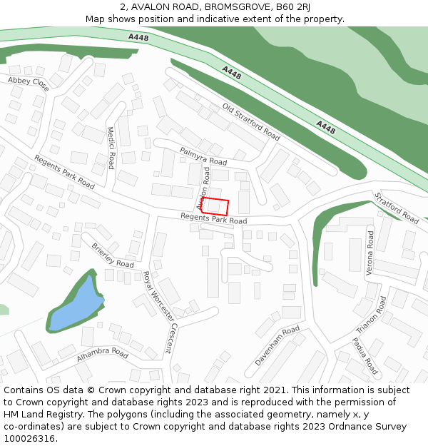 2, AVALON ROAD, BROMSGROVE, B60 2RJ: Location map and indicative extent of plot