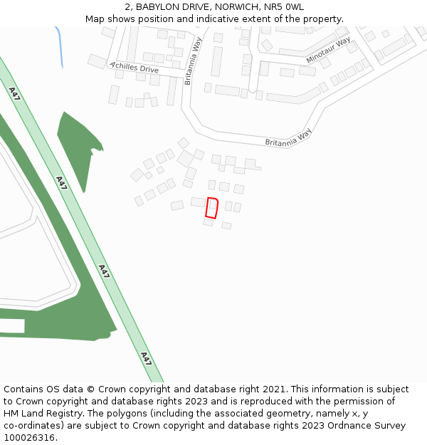 2, BABYLON DRIVE, NORWICH, NR5 0WL: Location map and indicative extent of plot