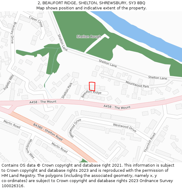 2, BEAUFORT RIDGE, SHELTON, SHREWSBURY, SY3 8BQ: Location map and indicative extent of plot