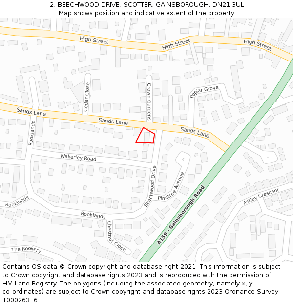 2, BEECHWOOD DRIVE, SCOTTER, GAINSBOROUGH, DN21 3UL: Location map and indicative extent of plot