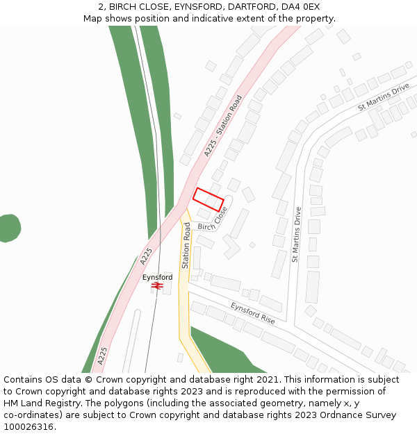 2, BIRCH CLOSE, EYNSFORD, DARTFORD, DA4 0EX: Location map and indicative extent of plot