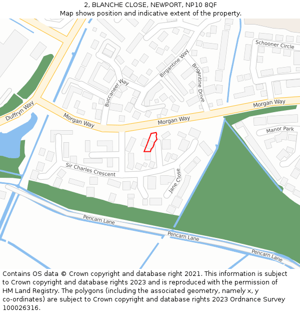 2, BLANCHE CLOSE, NEWPORT, NP10 8QF: Location map and indicative extent of plot