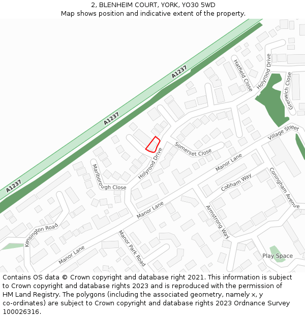 2, BLENHEIM COURT, YORK, YO30 5WD: Location map and indicative extent of plot