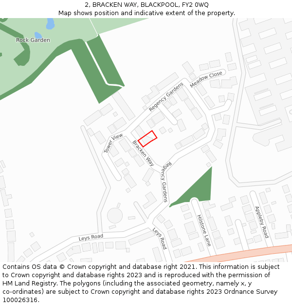 2, BRACKEN WAY, BLACKPOOL, FY2 0WQ: Location map and indicative extent of plot