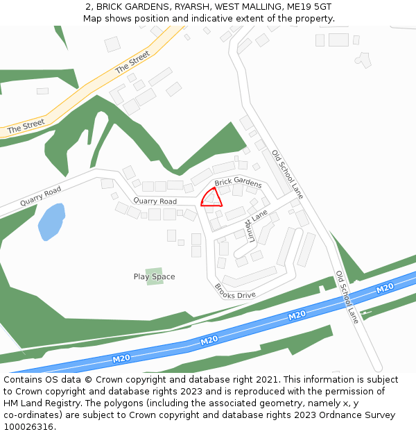 2, BRICK GARDENS, RYARSH, WEST MALLING, ME19 5GT: Location map and indicative extent of plot