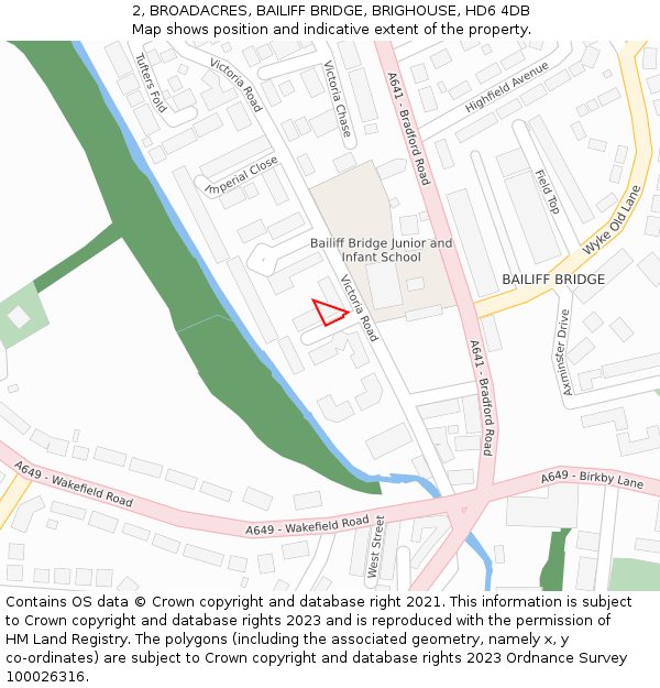 2, BROADACRES, BAILIFF BRIDGE, BRIGHOUSE, HD6 4DB: Location map and indicative extent of plot