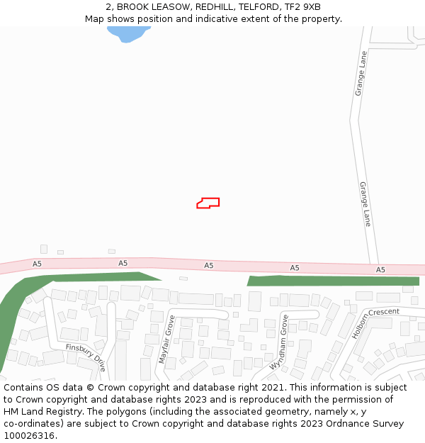 2, BROOK LEASOW, REDHILL, TELFORD, TF2 9XB: Location map and indicative extent of plot