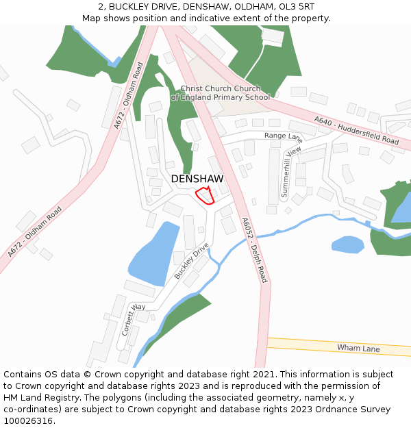 2, BUCKLEY DRIVE, DENSHAW, OLDHAM, OL3 5RT: Location map and indicative extent of plot