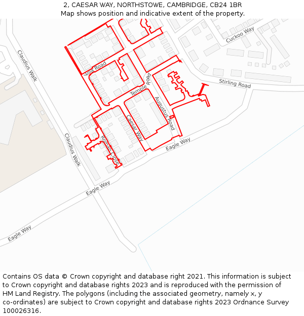 2, CAESAR WAY, NORTHSTOWE, CAMBRIDGE, CB24 1BR: Location map and indicative extent of plot