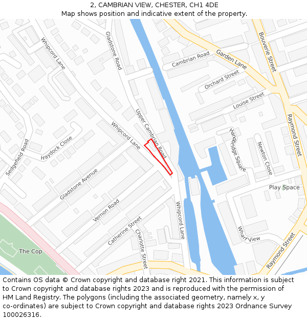 2, CAMBRIAN VIEW, CHESTER, CH1 4DE: Location map and indicative extent of plot