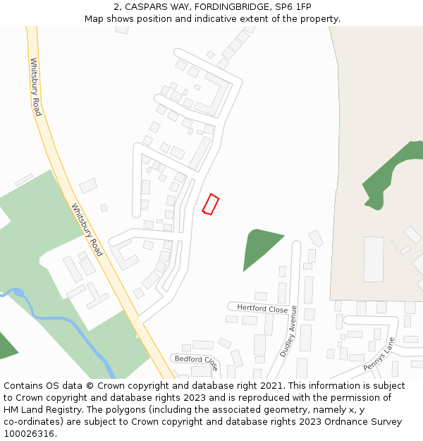 2, CASPARS WAY, FORDINGBRIDGE, SP6 1FP: Location map and indicative extent of plot