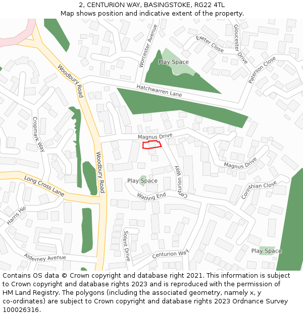 2, CENTURION WAY, BASINGSTOKE, RG22 4TL: Location map and indicative extent of plot