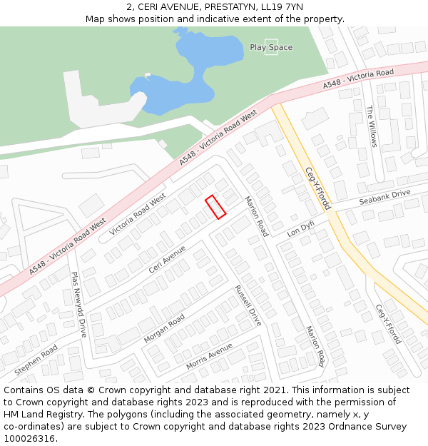 2, CERI AVENUE, PRESTATYN, LL19 7YN: Location map and indicative extent of plot