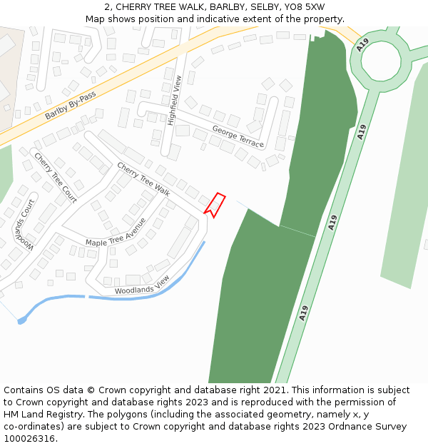 2, CHERRY TREE WALK, BARLBY, SELBY, YO8 5XW: Location map and indicative extent of plot