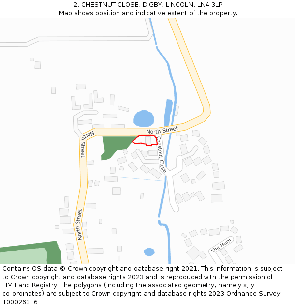 2, CHESTNUT CLOSE, DIGBY, LINCOLN, LN4 3LP: Location map and indicative extent of plot