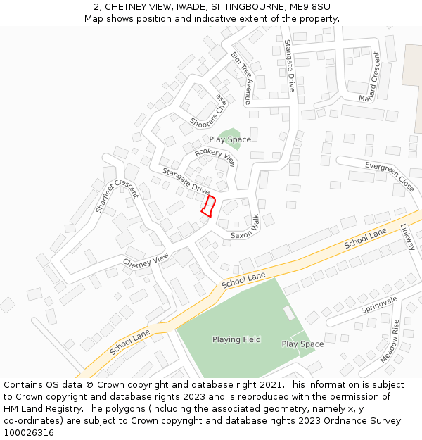 2, CHETNEY VIEW, IWADE, SITTINGBOURNE, ME9 8SU: Location map and indicative extent of plot