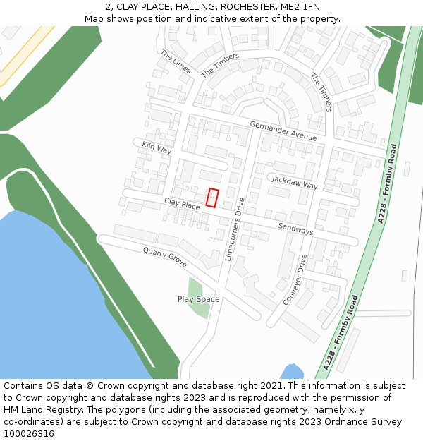 2, CLAY PLACE, HALLING, ROCHESTER, ME2 1FN: Location map and indicative extent of plot