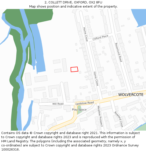 2, COLLETT DRIVE, OXFORD, OX2 8FU: Location map and indicative extent of plot