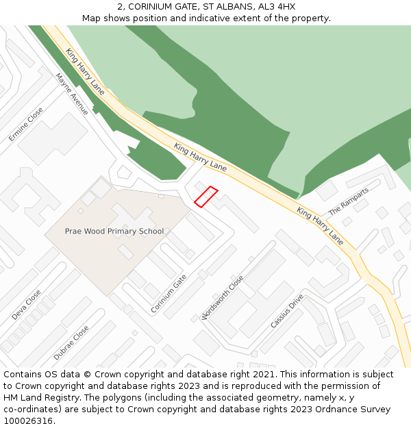 2, CORINIUM GATE, ST ALBANS, AL3 4HX: Location map and indicative extent of plot