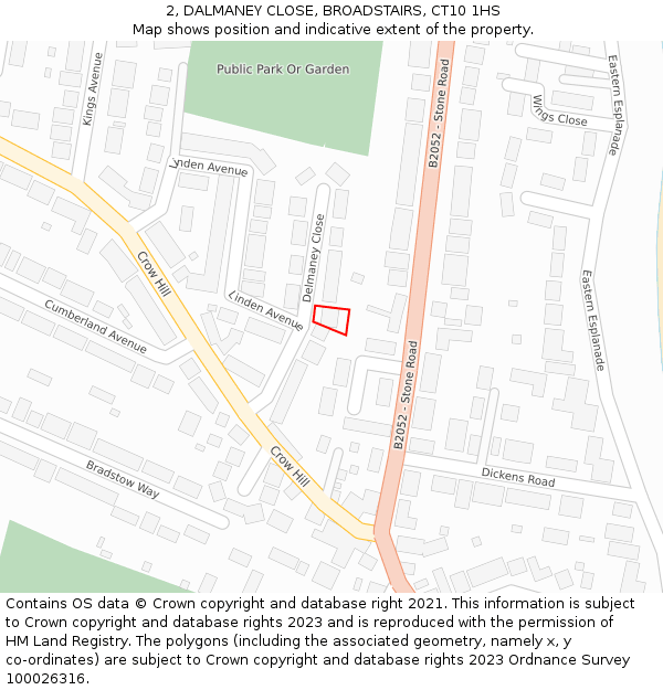 2, DALMANEY CLOSE, BROADSTAIRS, CT10 1HS: Location map and indicative extent of plot