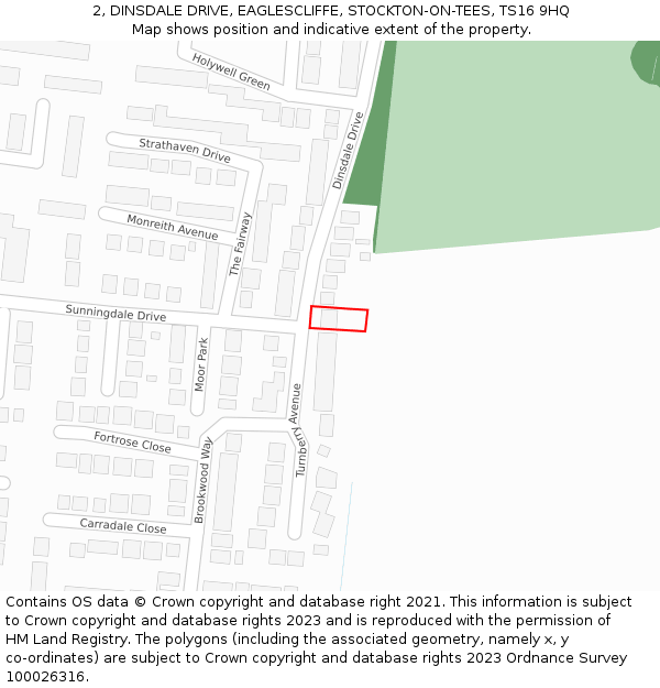 2, DINSDALE DRIVE, EAGLESCLIFFE, STOCKTON-ON-TEES, TS16 9HQ: Location map and indicative extent of plot