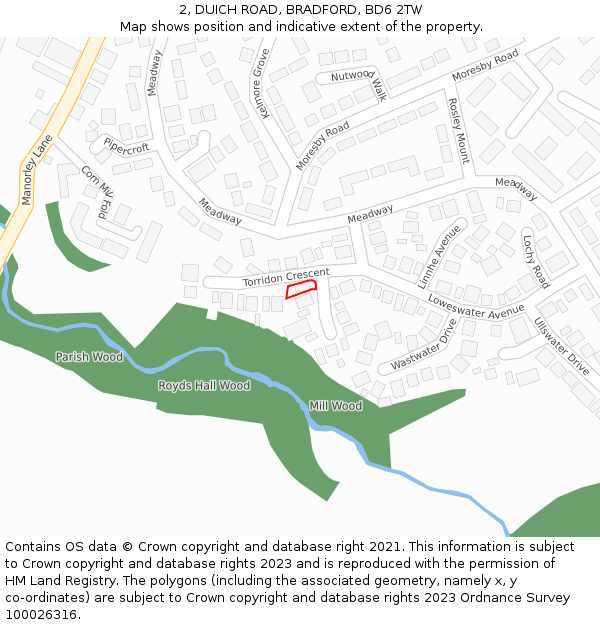 2, DUICH ROAD, BRADFORD, BD6 2TW: Location map and indicative extent of plot