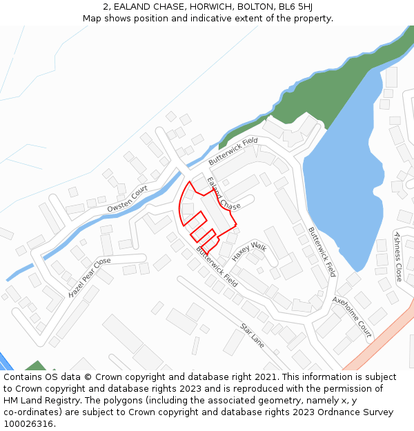 2, EALAND CHASE, HORWICH, BOLTON, BL6 5HJ: Location map and indicative extent of plot