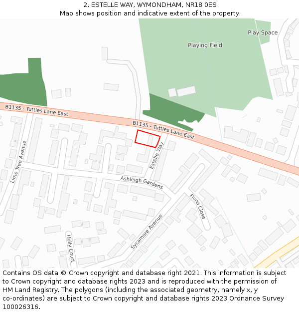 2, ESTELLE WAY, WYMONDHAM, NR18 0ES: Location map and indicative extent of plot