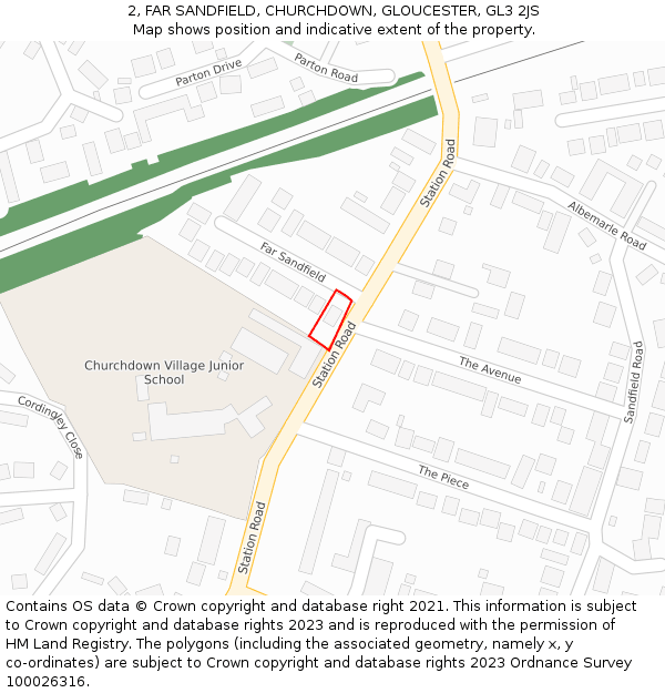 2, FAR SANDFIELD, CHURCHDOWN, GLOUCESTER, GL3 2JS: Location map and indicative extent of plot