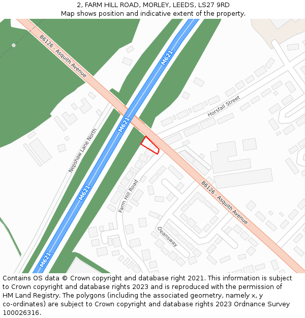 2, FARM HILL ROAD, MORLEY, LEEDS, LS27 9RD: Location map and indicative extent of plot