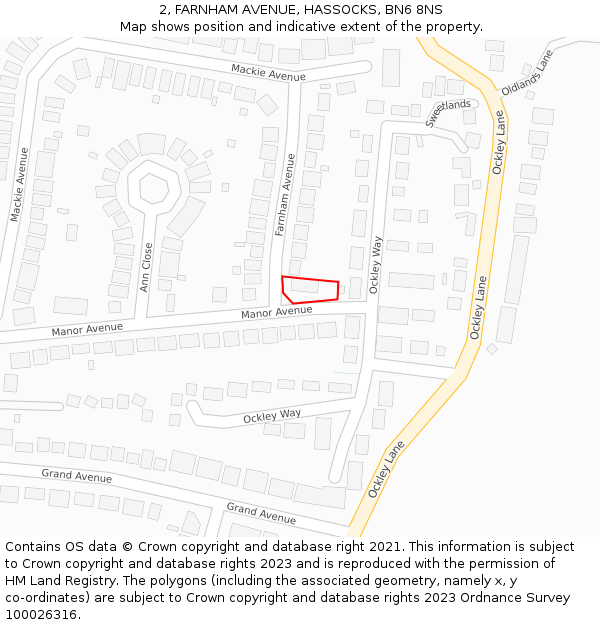 2, FARNHAM AVENUE, HASSOCKS, BN6 8NS: Location map and indicative extent of plot