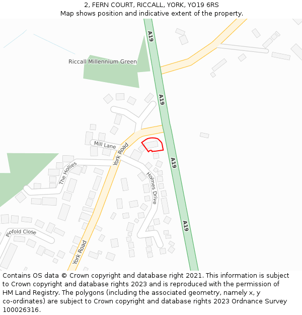 2, FERN COURT, RICCALL, YORK, YO19 6RS: Location map and indicative extent of plot