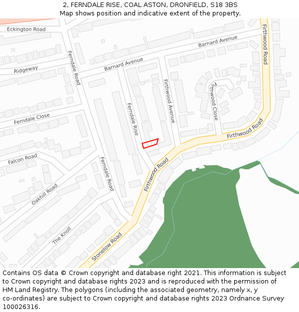 2, FERNDALE RISE, COAL ASTON, DRONFIELD, S18 3BS: Location map and indicative extent of plot