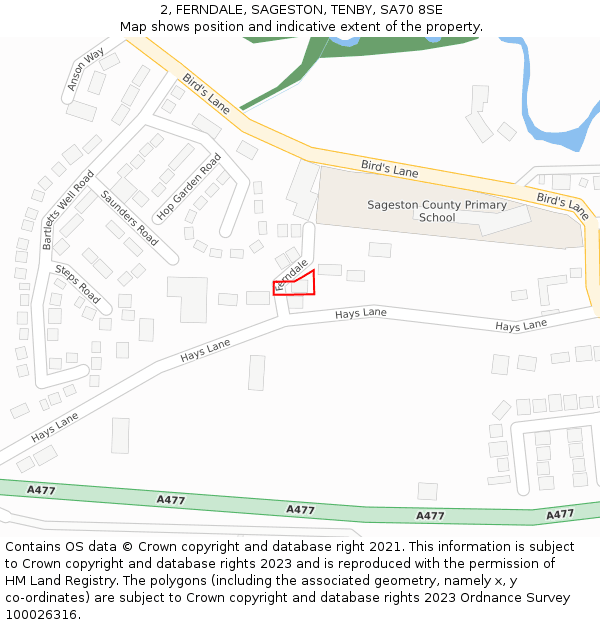 2, FERNDALE, SAGESTON, TENBY, SA70 8SE: Location map and indicative extent of plot