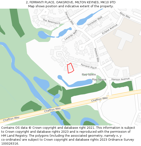 2, FERRANTI PLACE, OAKGROVE, MILTON KEYNES, MK10 9TD: Location map and indicative extent of plot