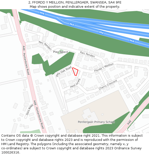 2, FFORDD Y MEILLION, PENLLERGAER, SWANSEA, SA4 9FE: Location map and indicative extent of plot