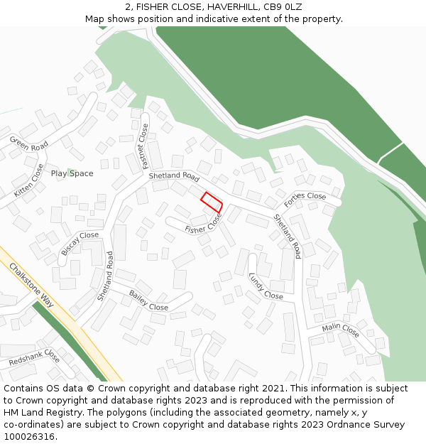 2, FISHER CLOSE, HAVERHILL, CB9 0LZ: Location map and indicative extent of plot