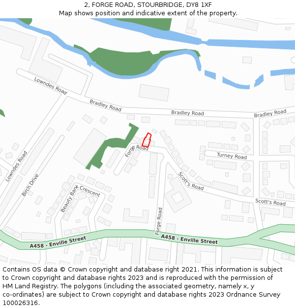 2, FORGE ROAD, STOURBRIDGE, DY8 1XF: Location map and indicative extent of plot