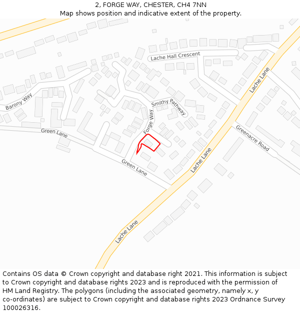 2, FORGE WAY, CHESTER, CH4 7NN: Location map and indicative extent of plot