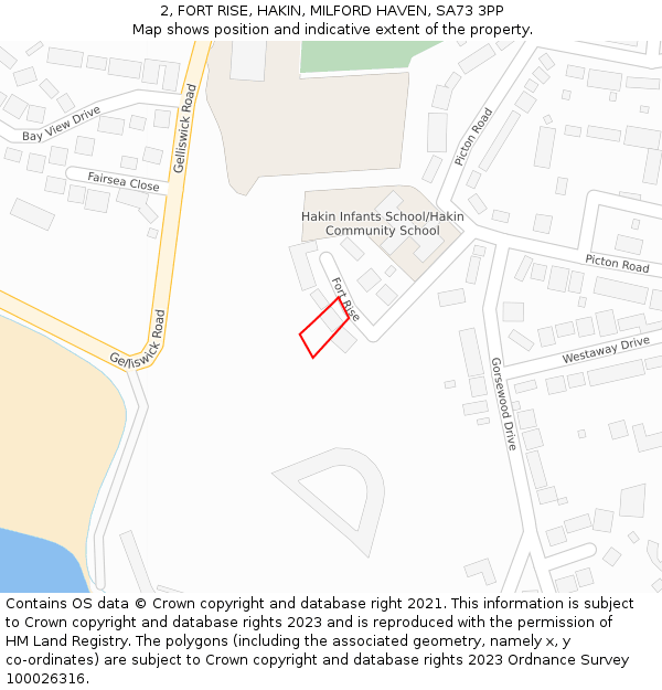 2, FORT RISE, HAKIN, MILFORD HAVEN, SA73 3PP: Location map and indicative extent of plot