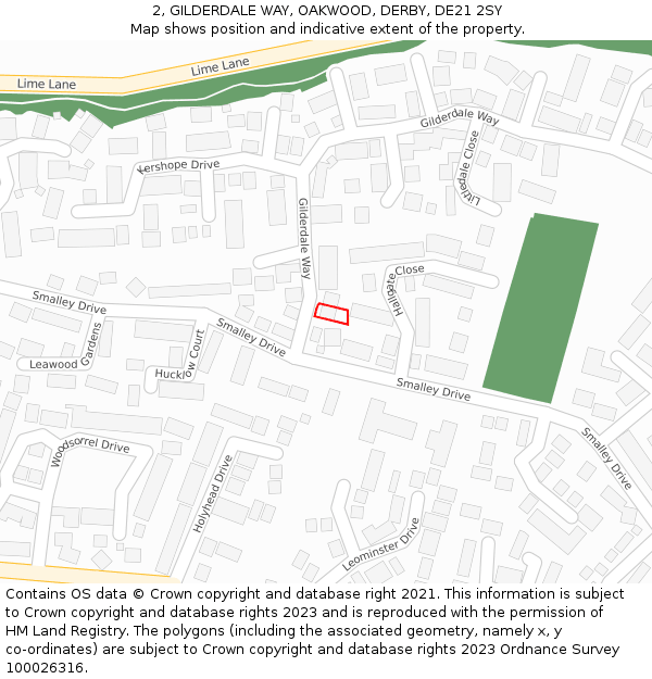 2, GILDERDALE WAY, OAKWOOD, DERBY, DE21 2SY: Location map and indicative extent of plot