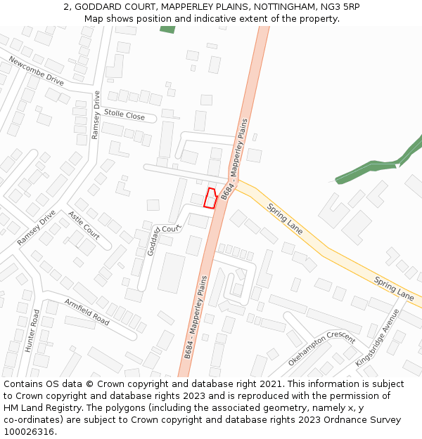 2, GODDARD COURT, MAPPERLEY PLAINS, NOTTINGHAM, NG3 5RP: Location map and indicative extent of plot