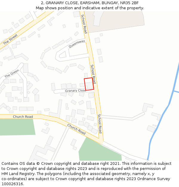 2, GRANARY CLOSE, EARSHAM, BUNGAY, NR35 2BF: Location map and indicative extent of plot