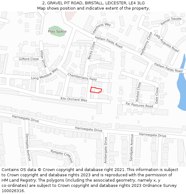 2, GRAVEL PIT ROAD, BIRSTALL, LEICESTER, LE4 3LG: Location map and indicative extent of plot