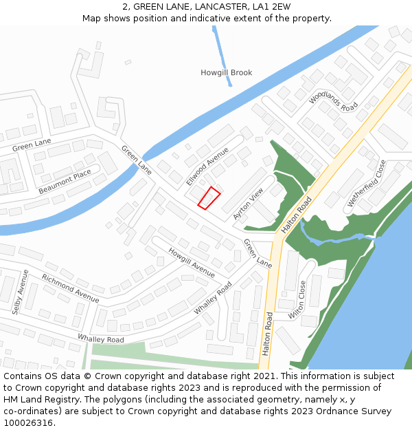 2, GREEN LANE, LANCASTER, LA1 2EW: Location map and indicative extent of plot