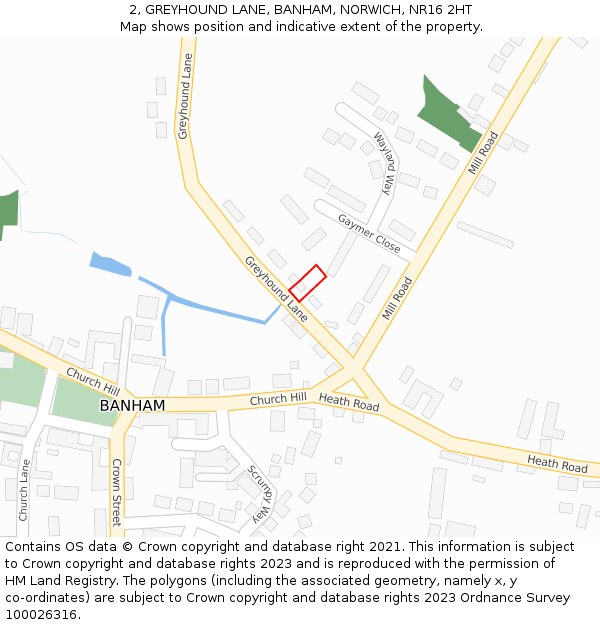 2, GREYHOUND LANE, BANHAM, NORWICH, NR16 2HT: Location map and indicative extent of plot