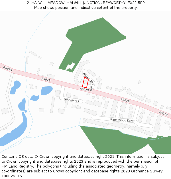 2, HALWILL MEADOW, HALWILL JUNCTION, BEAWORTHY, EX21 5PP: Location map and indicative extent of plot