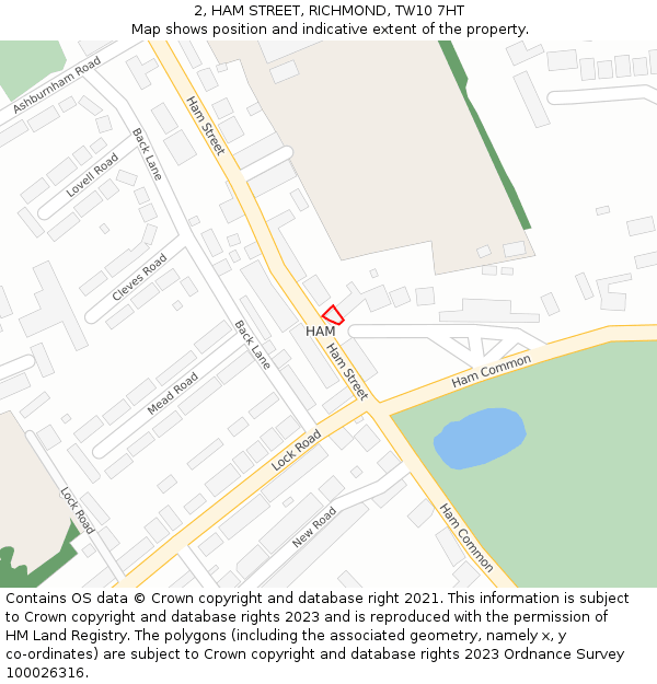 2, HAM STREET, RICHMOND, TW10 7HT: Location map and indicative extent of plot