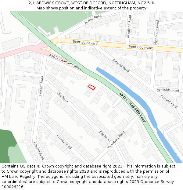 2, HARDWICK GROVE, WEST BRIDGFORD, NOTTINGHAM, NG2 5HL: Location map and indicative extent of plot